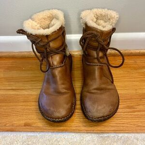 UGG Tan Leather Boots with Shearling
